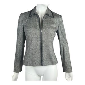 Ann Taylor Size 2 Wool Silk Jacket Gray Career Full Zip Professional Fitted